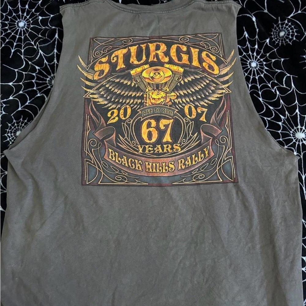 Men’s grey sturgis cut off T shirt
